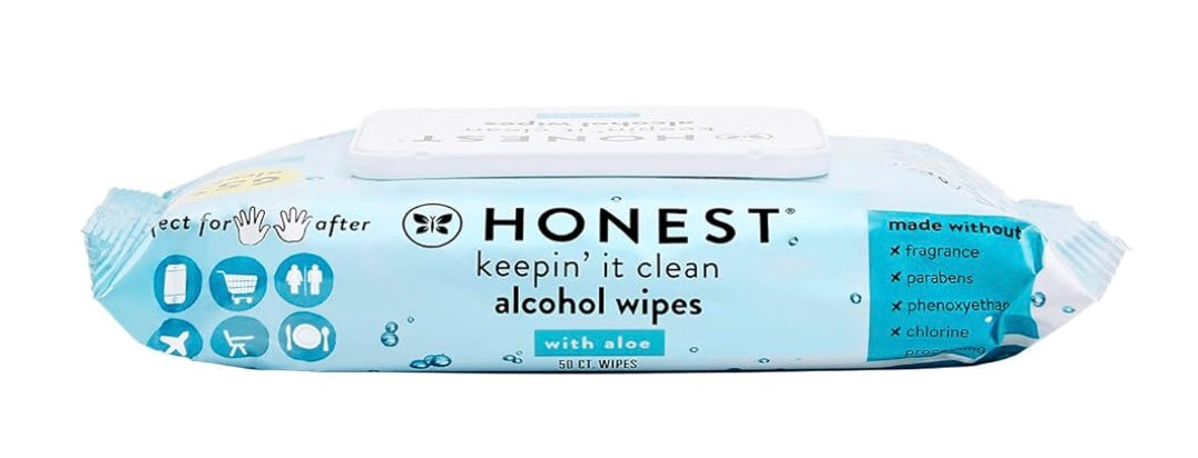 The Honest Company Sanitizing Alcohol Wipes | Kills 99% of Germs, Made With Aloe | Unscented, 50 Count (1 Pack)